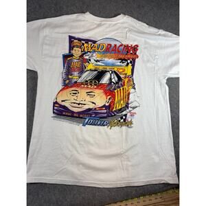 Vintage 90s MAD Racing Fun Club Shirt Mens XXL Cartoon Race Car Comic Streetwear
